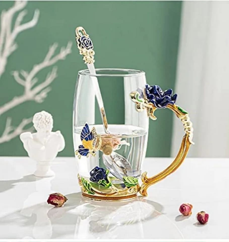little dove Teetasse mit Blumengriff aus Borosilikatglas Rot - Bild 4
