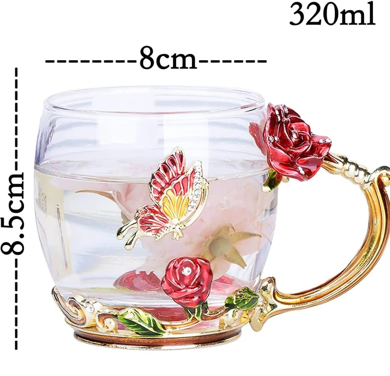 little dove Teetasse mit Blumengriff aus Borosilikatglas Rot - Bild 5
