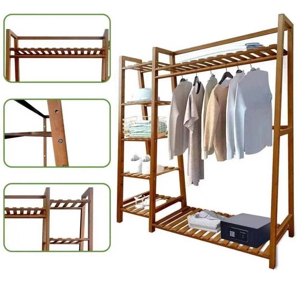 little dove Kleiderschrank Bambus Schlafzimmergarderobe Kleiderständer - Bild 3
