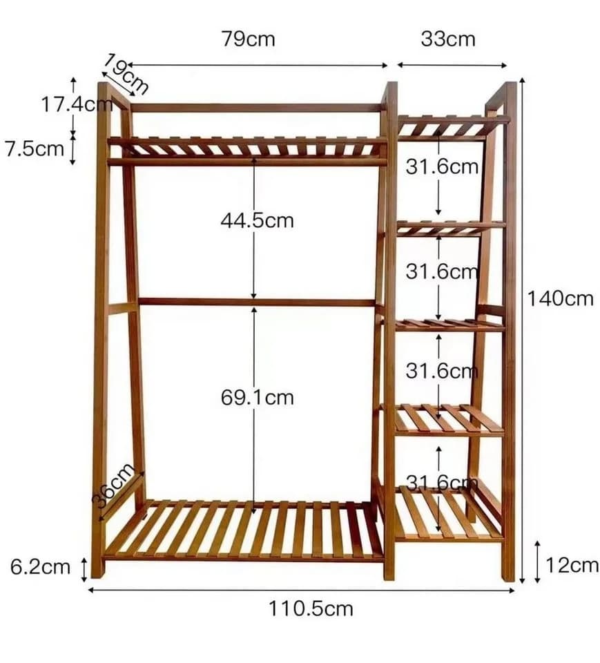 little dove Kleiderschrank Bambus Schlafzimmergarderobe Kleiderständer - Bild 5