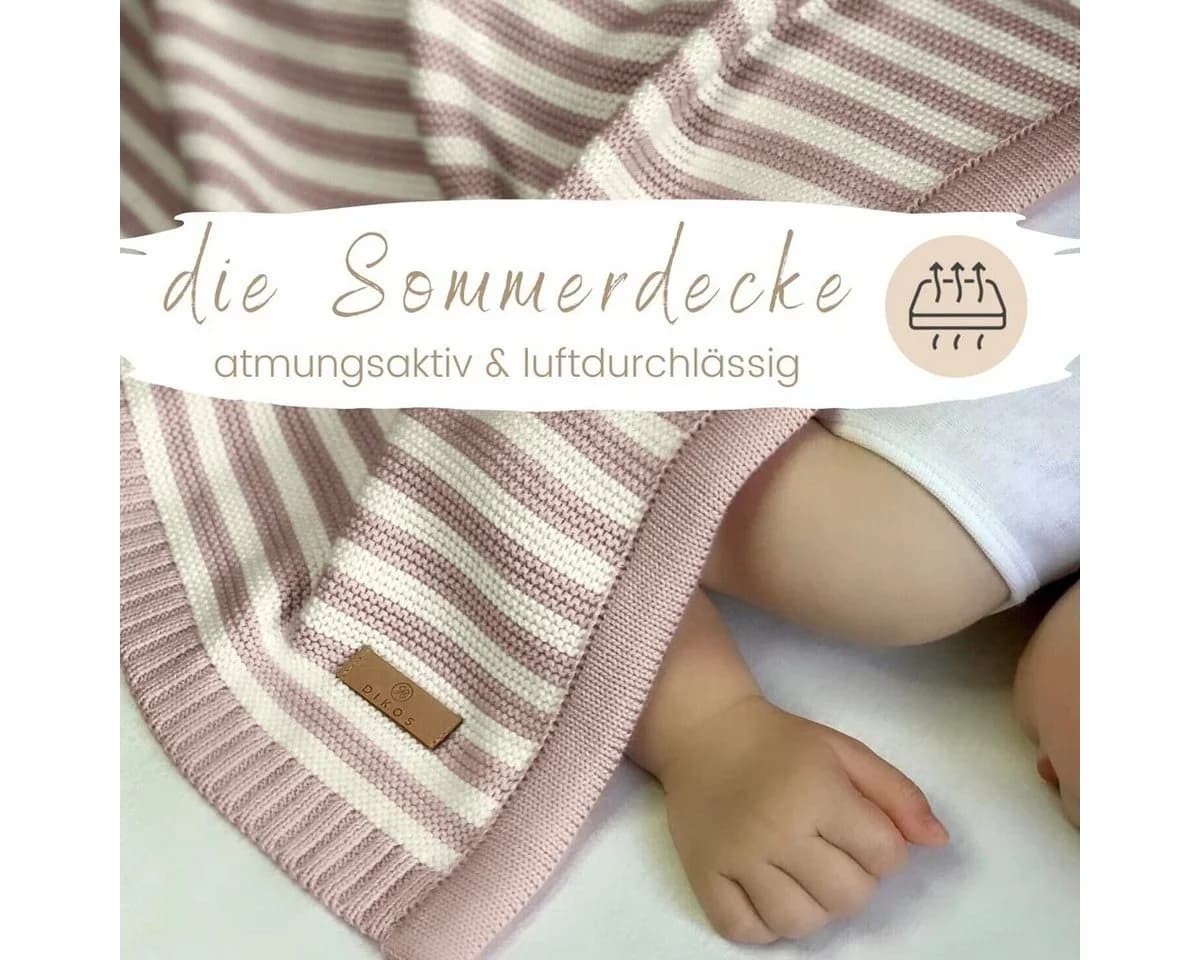 DIKOS® Babydecke aus 100% Bio-Baumwolle Strickdecke Erstlingsdecke Premium Qualität