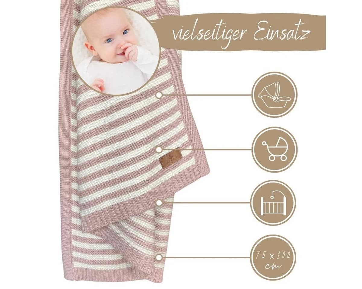 DIKOS® Babydecke aus 100% Bio-Baumwolle Strickdecke Erstlingsdecke Premium Qualität - Bild 5