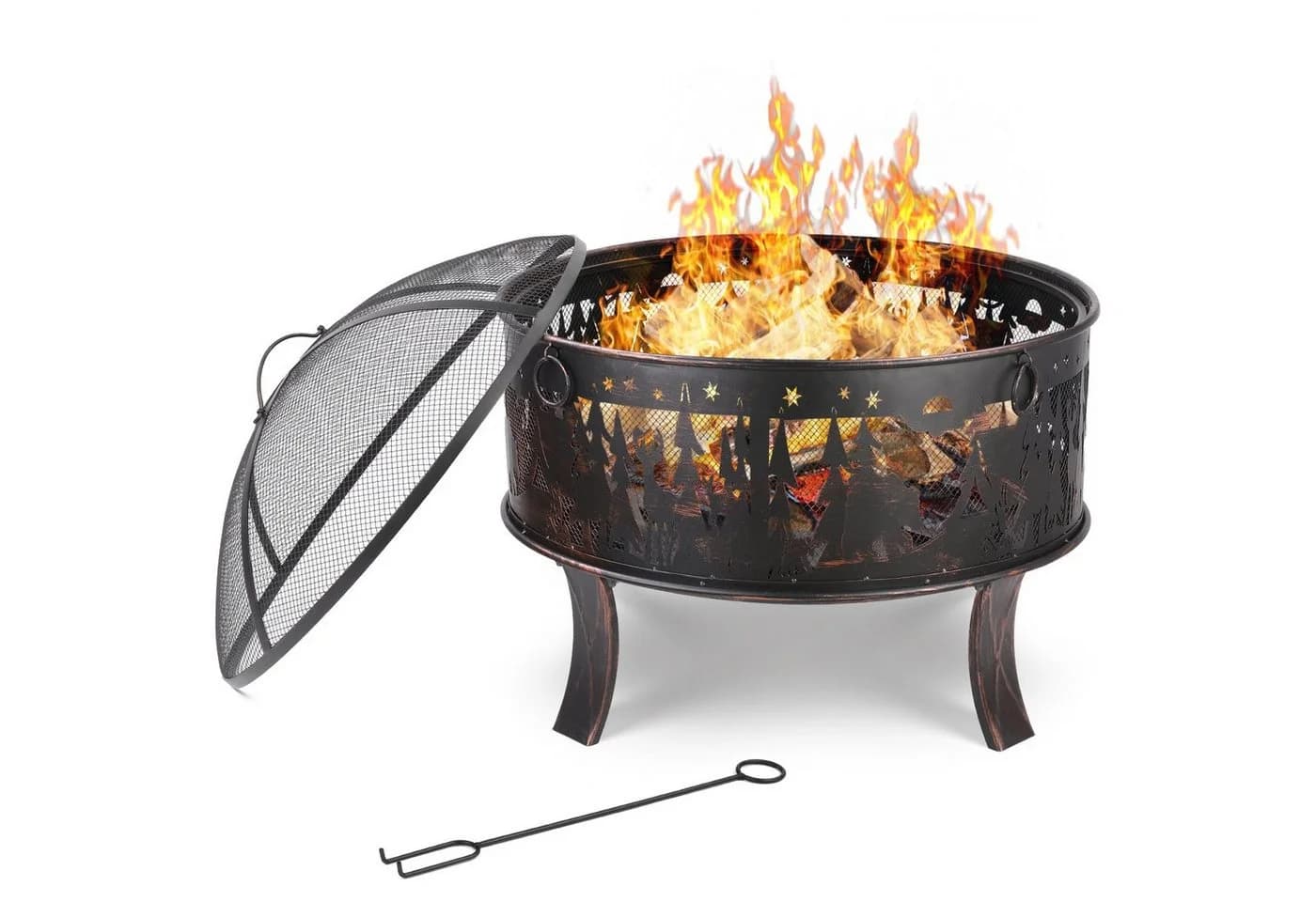 Femor Feuerschale Ø71x65cm Feuerstelle mit Funkenschutz für den Garten - Bild 2