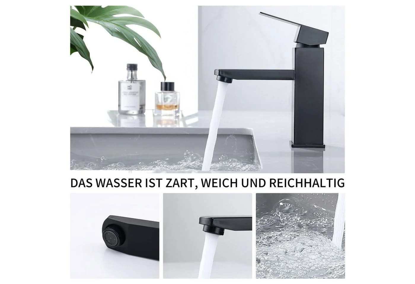 HOMELODY Waschtischarmatur Schwarz Matt Mischbatterie - Bild 3