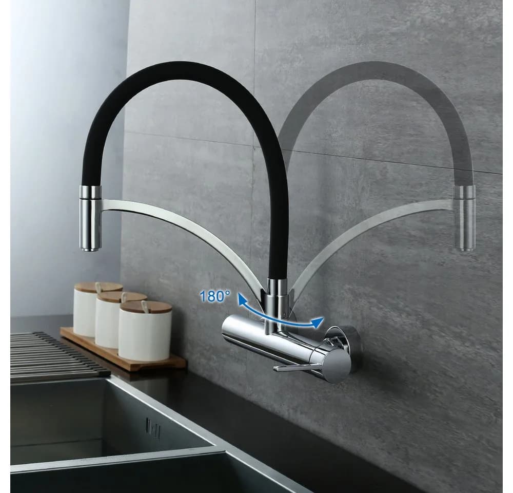 HOMELODY Küchenarmatur 180° drehbar Messing Schwarz
