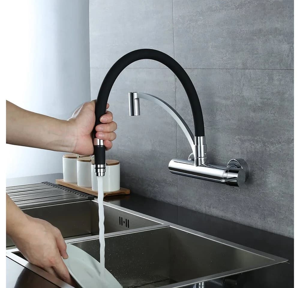 HOMELODY Küchenarmatur 180° drehbar Messing Schwarz - Bild 2