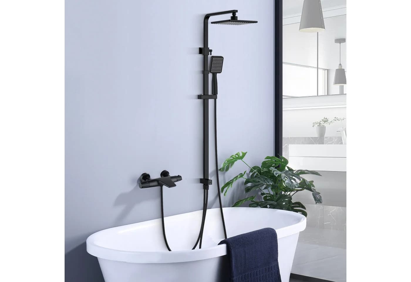 HOMELODY Duschsystem Wasserfall Thermostat 3 Strahlarten Schwarz - Bild 2