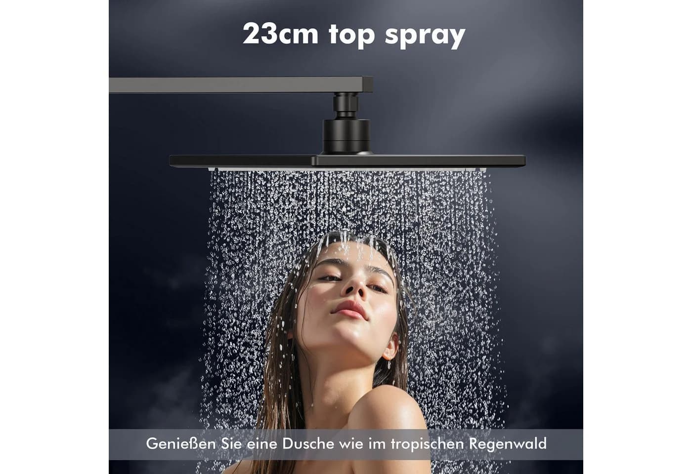 HOMELODY Duschsystem Wasserfall Thermostat 3 Strahlarten Schwarz - Bild 4