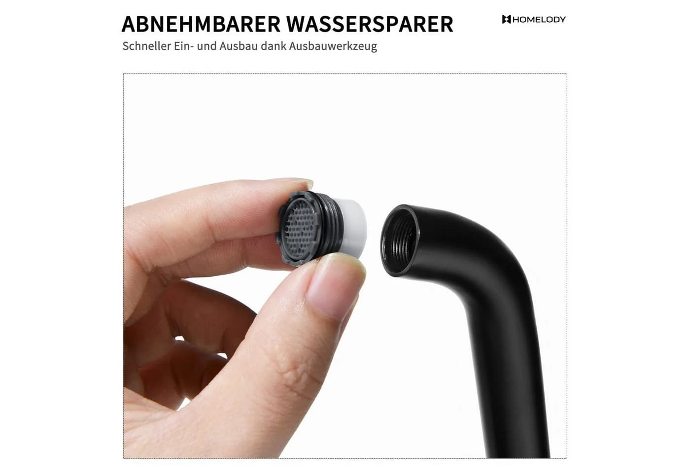 HOMELODY Badarmatur Schwarz Edelstahl 304 180° Drehbar - Bild 5