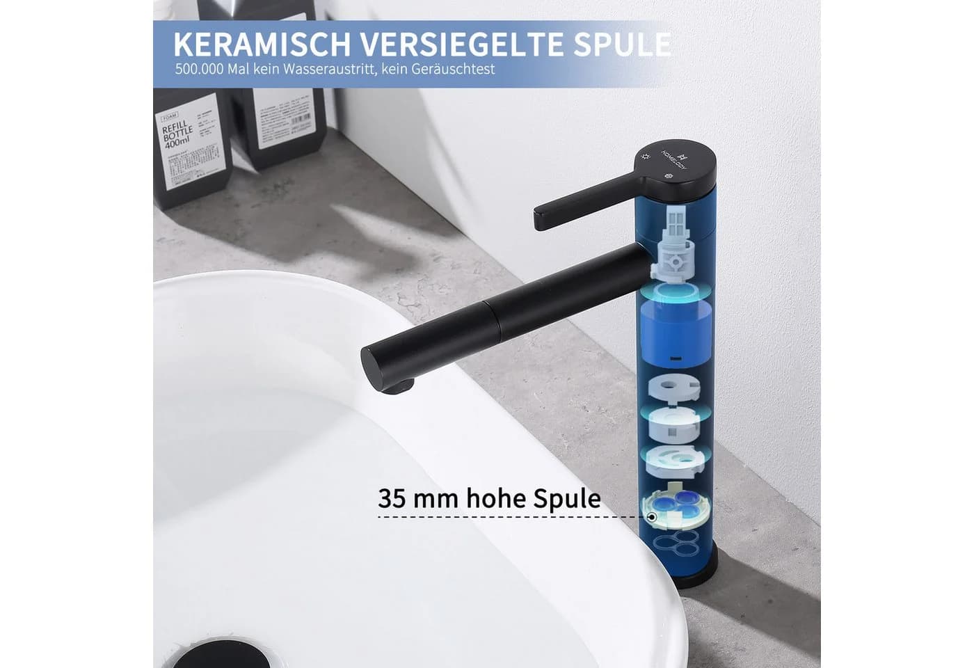HOMELODY Badarmatur Schwarz Waschtischarmatur Bad Mischbatterie - Bild 5