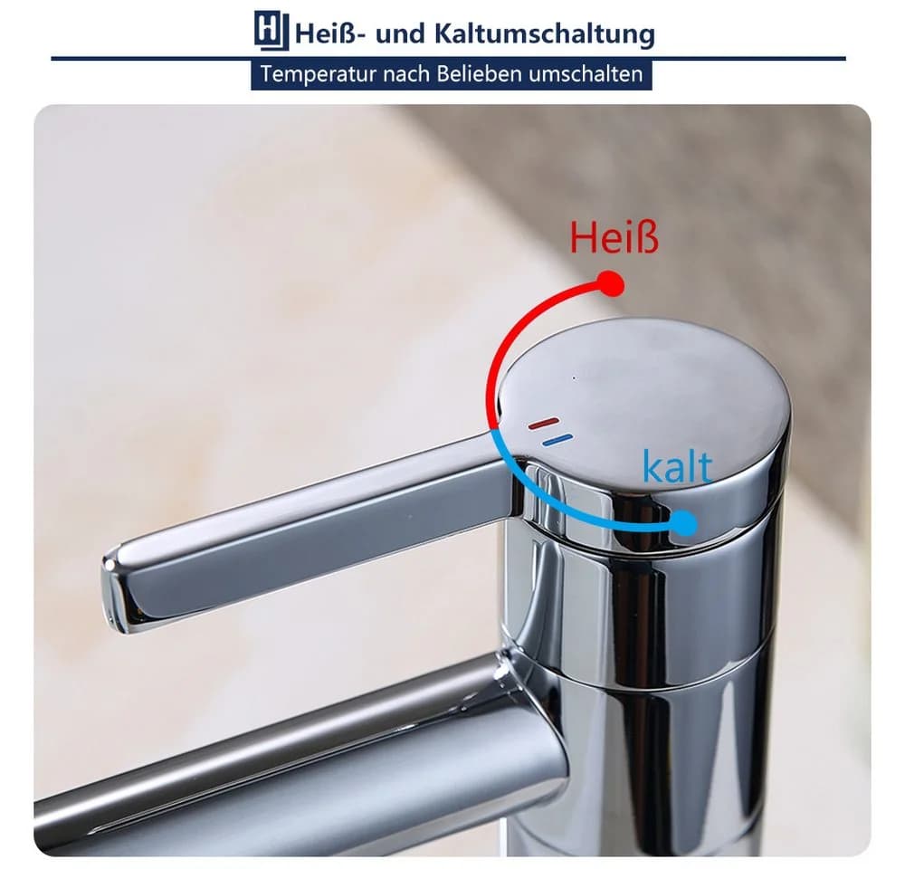 HOMELODY Badarmatur 360° Drehbar Chrom Messing - Bild 4