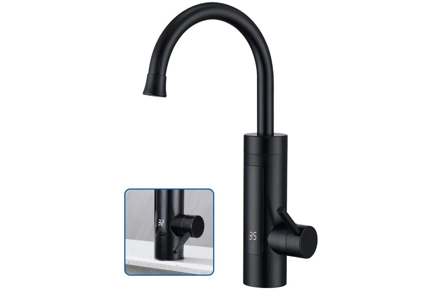HOMELODY Küchenarmatur Elektrischer Wasserhahn Küche mit Digitalanzeige und Durchlauferhitzer