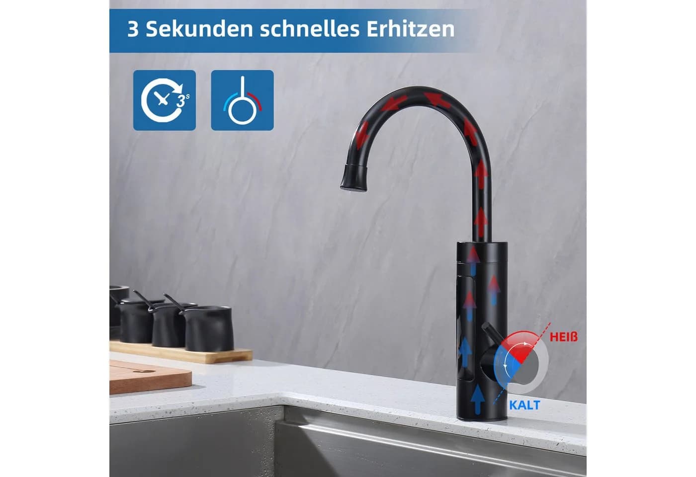 HOMELODY Küchenarmatur Elektrischer Wasserhahn Küche mit Digitalanzeige und Durchlauferhitzer - Bild 5