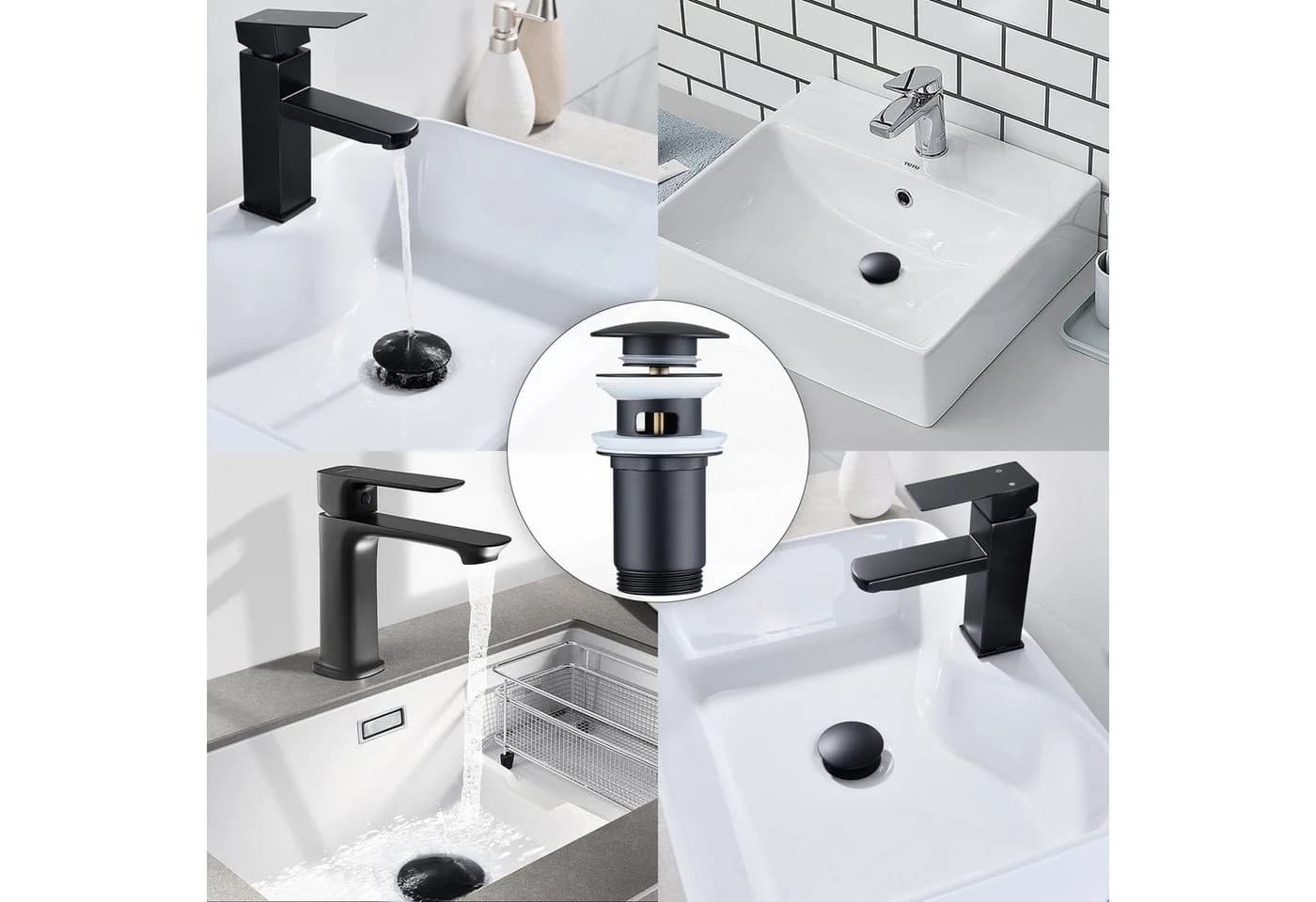 HOMELODY Ablaufgarnitur Pop-Up Ventil 1 1/4 Zoll Mattschwarz - Bild 3