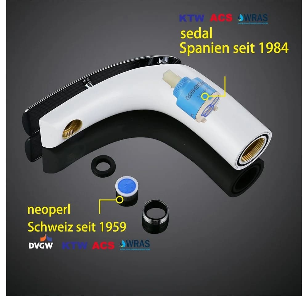 HOMELODY Badarmatur Weiß Mischbatterie Messing - Bild 5