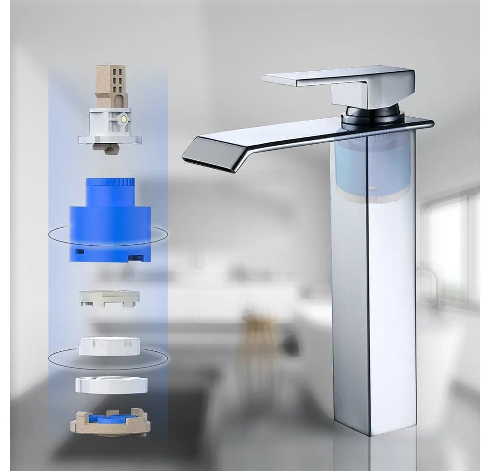 HOMELODY Wasserfall Waschtischarmatur Chrom Edelstahl - Bild 4