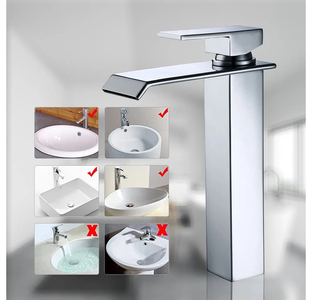 HOMELODY Wasserfall Waschtischarmatur Chrom Edelstahl - Bild 5