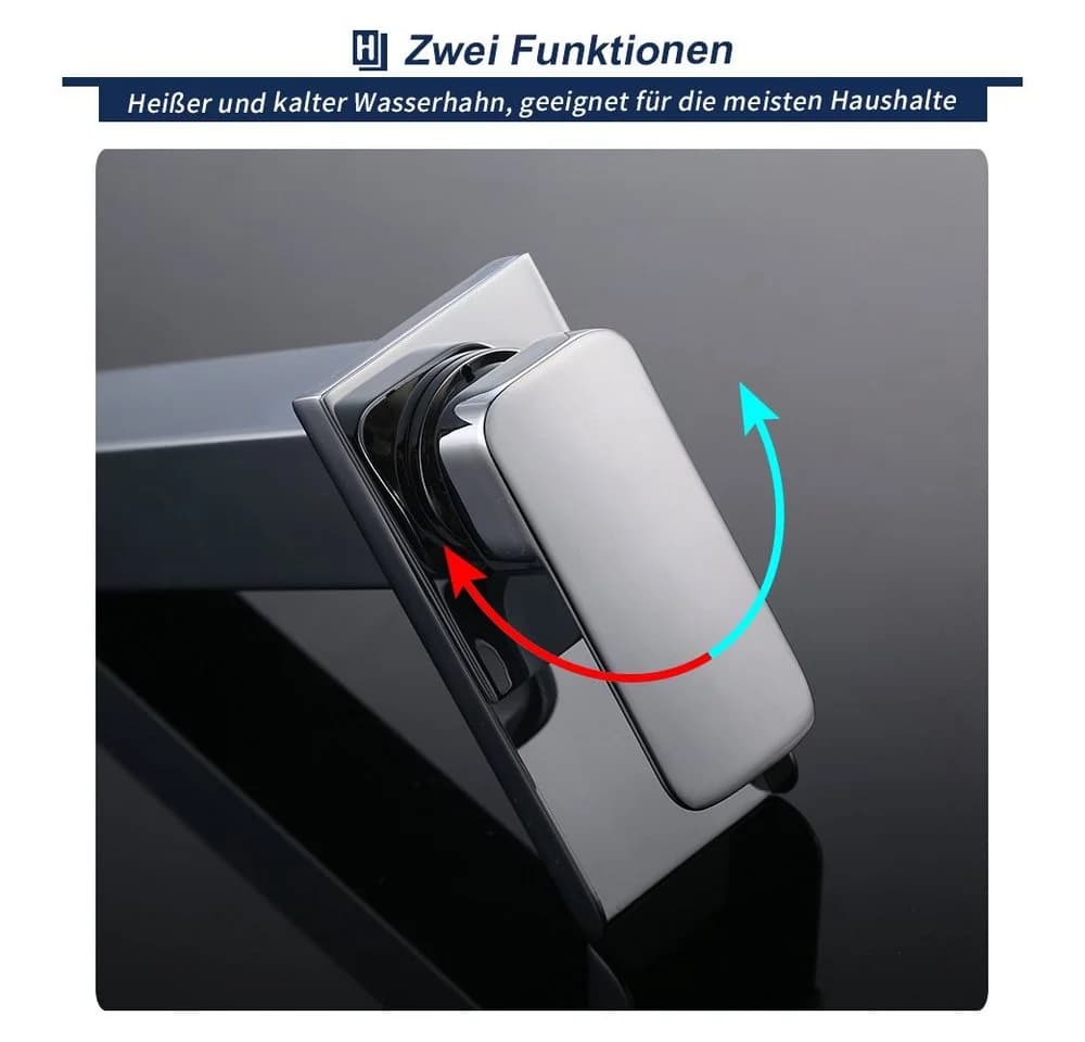 HOMELODY Badarmatur Wasserhahn Bad Wasserfall Hoch Wascbecken Armatur Mischbatterie Chrom - Bild 4