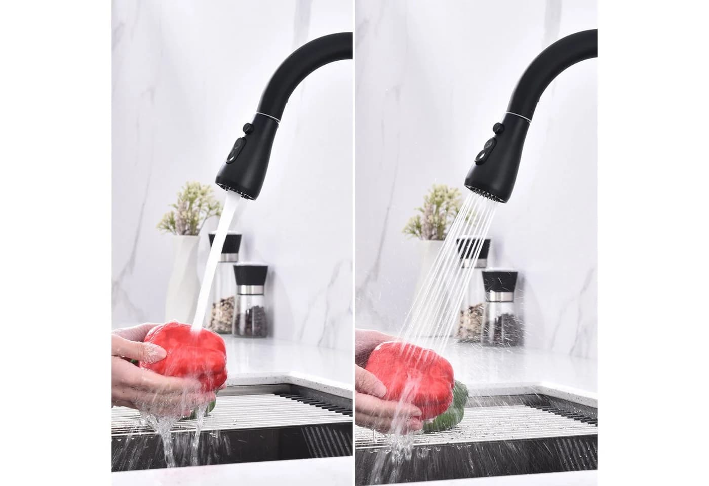 HOMELODY Spültischarmatur Hochdruck Wasserhahn Küche 360° Küchenarmatur mit Ausziehbarer Mischbatterie - Bild 4