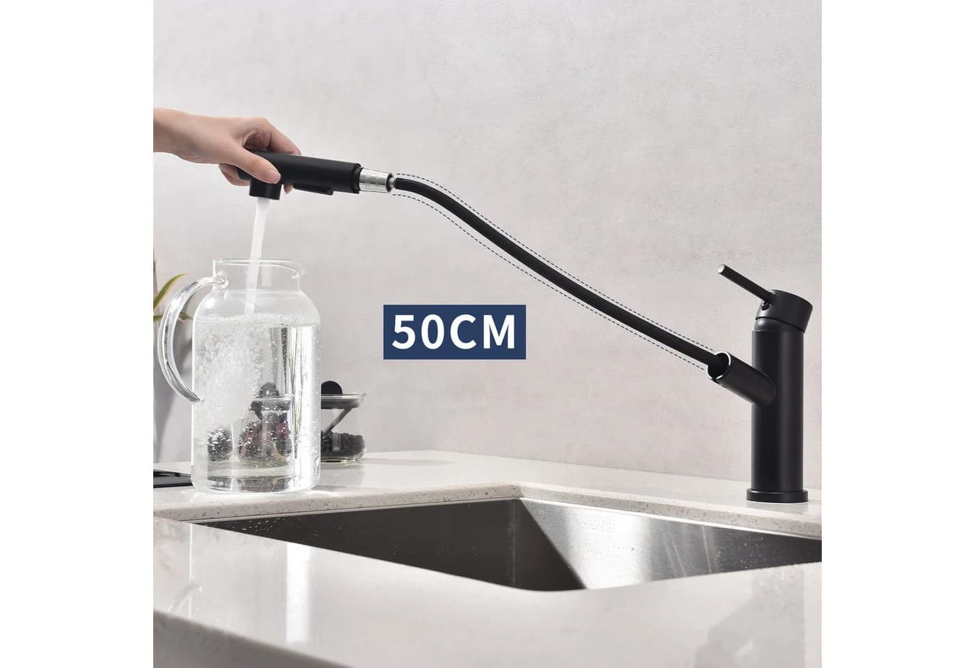 HOMELIVE Küchenarmatur Ausziehbarer Küchenhahn Wasserhahn Schwarz - Bild 3
