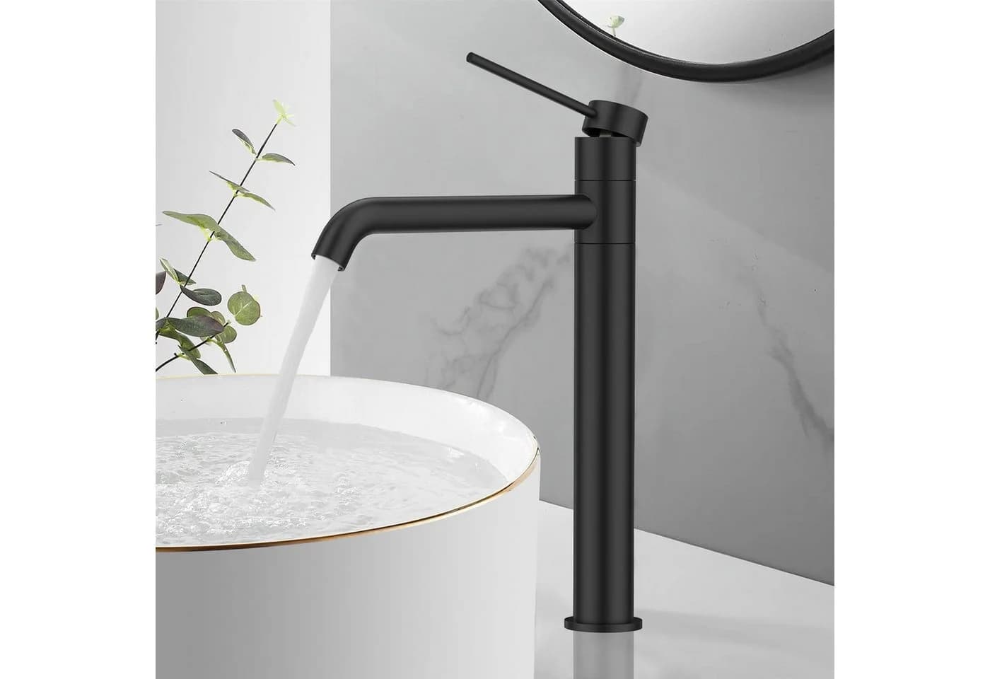 HOMELIVE Badarmatur Edelstahl Schwarz 360° Schwenkbar - Bild 2