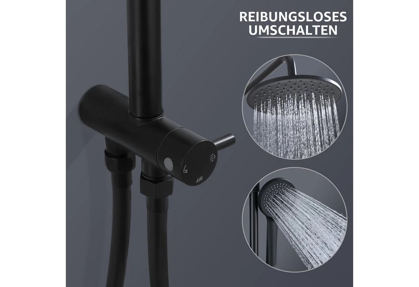 HOMELODY Duschsystem Edelstahl Brausegarnitur Handbrause 2 Strahlarten - Bild 3