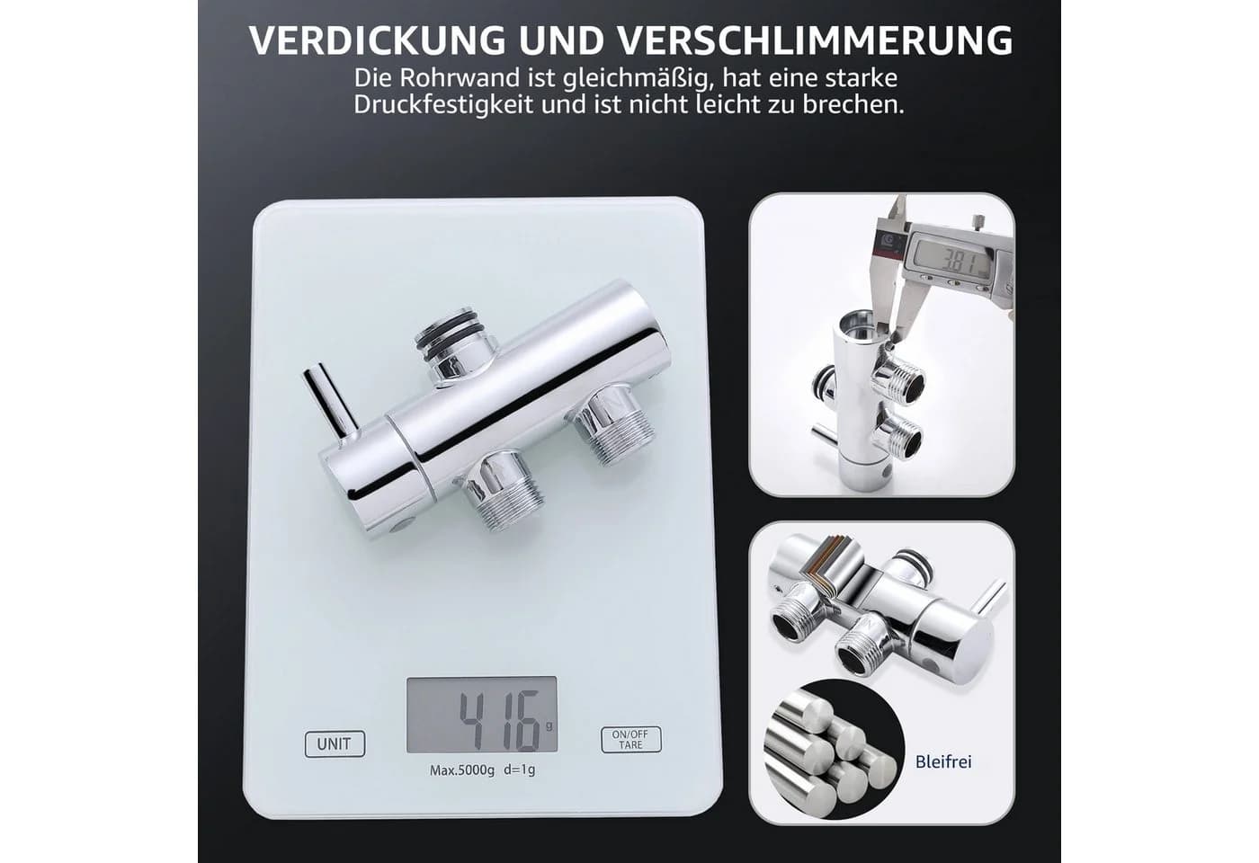 HOMELODY Duschsystem Edelstahl Brausegarnitur Handbrause 2 Strahlarten - Bild 5