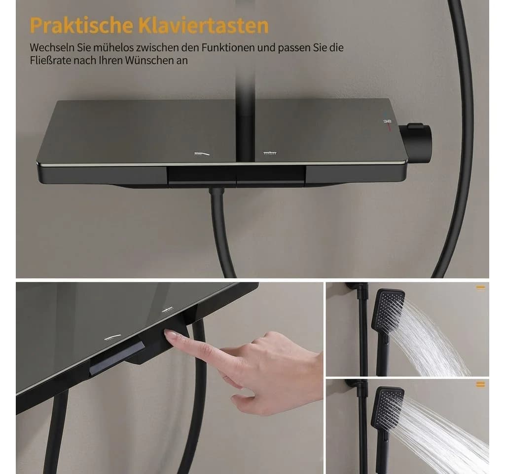 Modernes Duschsystem aus Glas in Schwarz - Bild 5