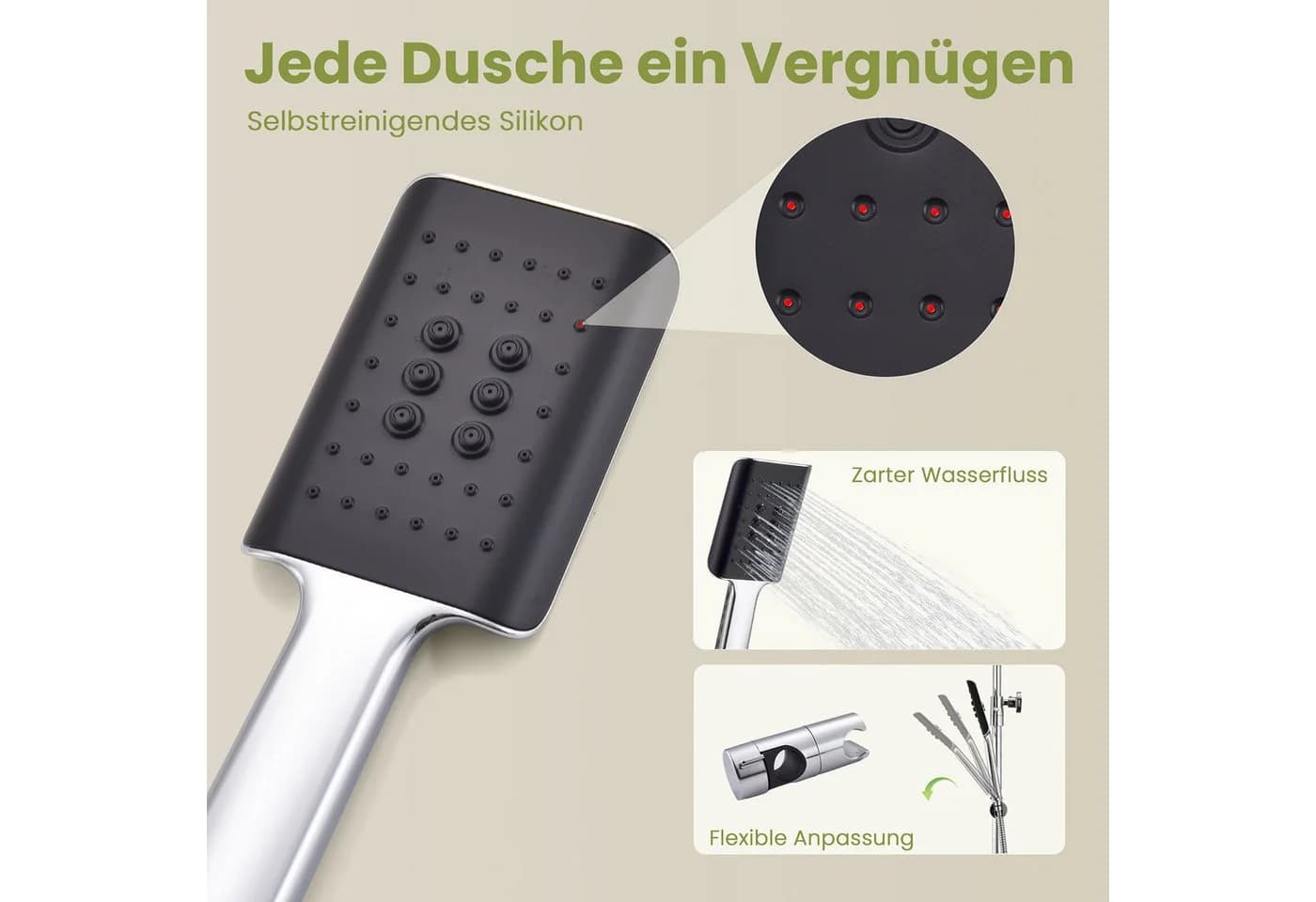 HOMELODY Duschsystem Regendusche mit Handbrause, Duschsaeule ohne Armatur - Bild 4