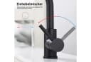 HOMELIVE Küchenarmatur 360° drehbare Niederdruck-Küchenarmatur Edelstahl Schwarz Bild 3