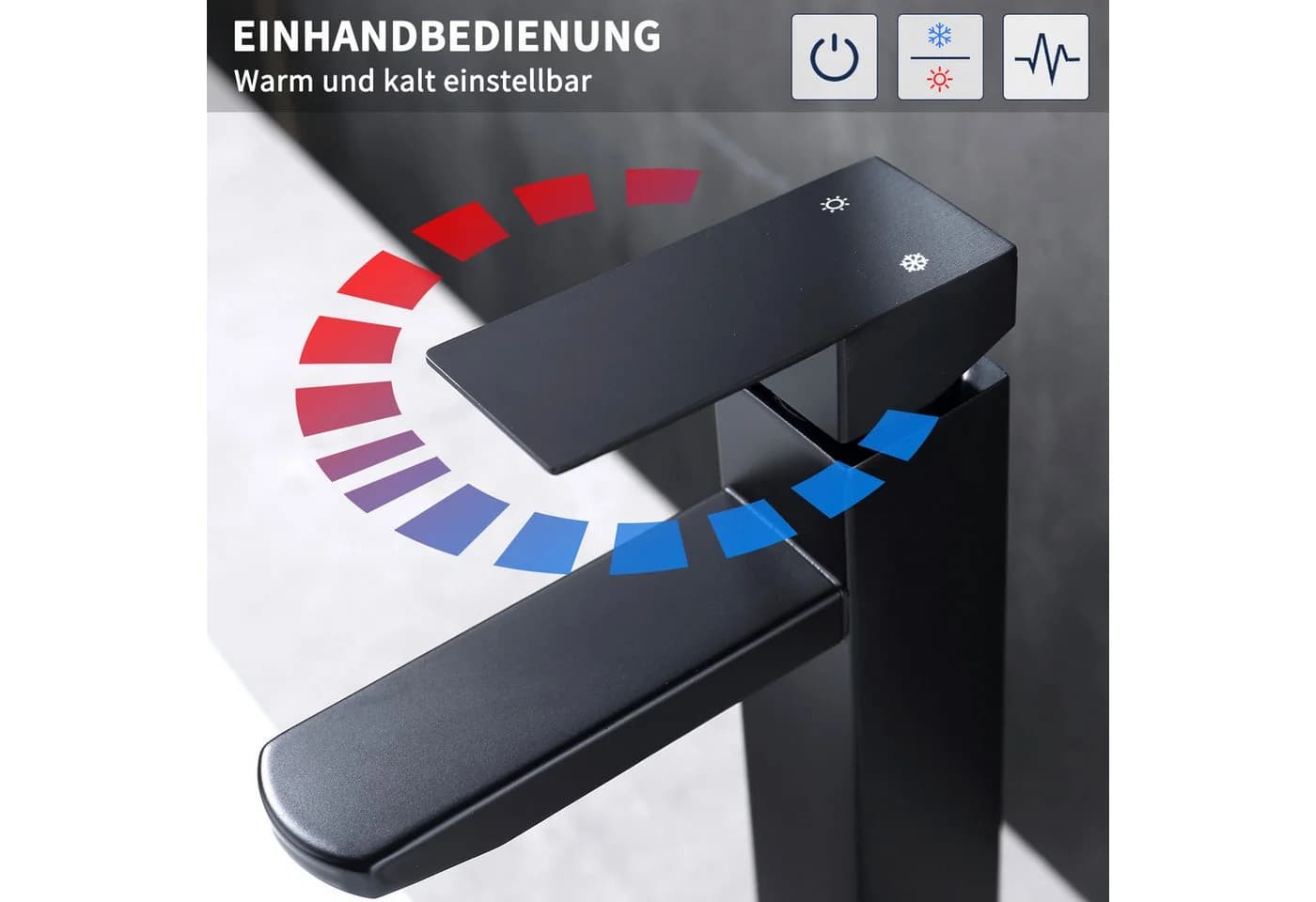 HOMELIVE Badarmatur Schwarz Hoch Waschtischarmatur Edelstahl - Bild 4