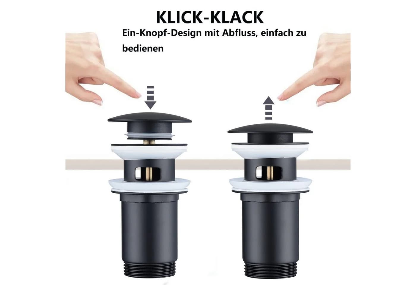 HOMELIVE Ablaufgarnitur Pop-Up Ventil für Waschbecken 1 1/4 Zoll Schwarz - Bild 5