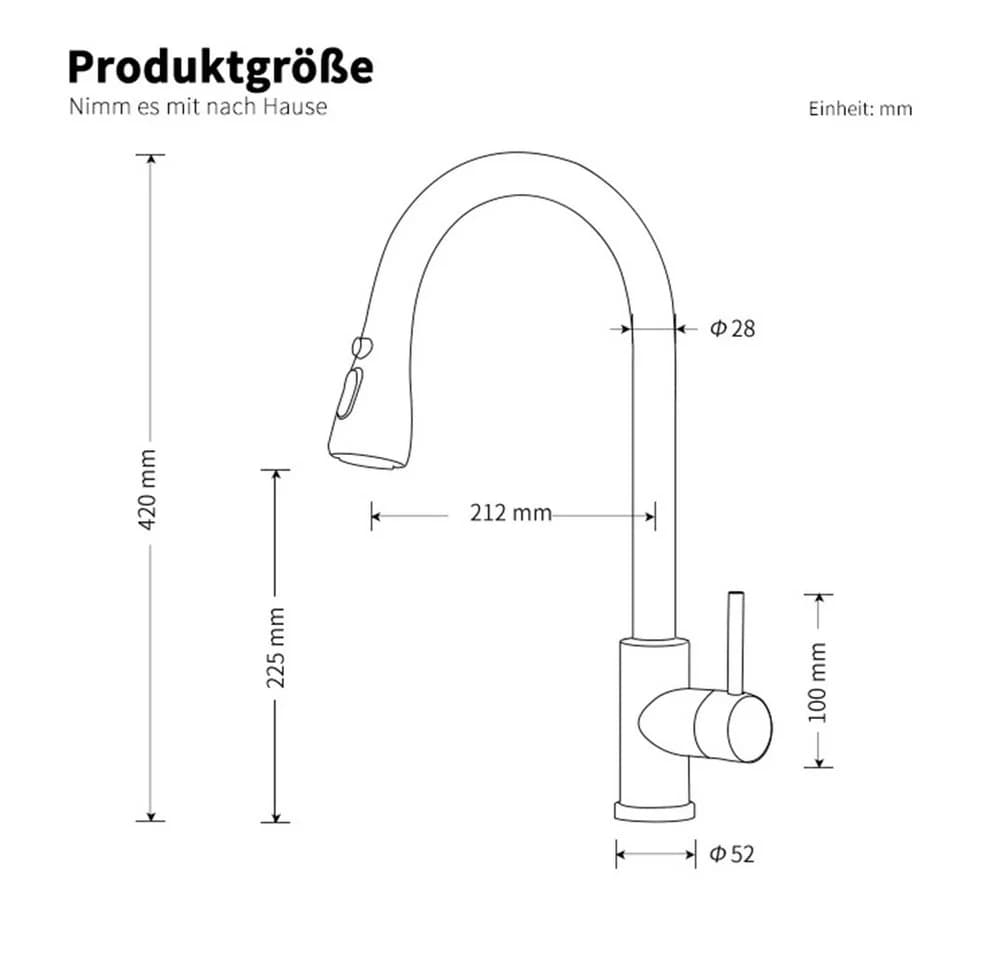 HOMELIVE Küchenarmatur 360° drehbar Edelstahl Hochdruck