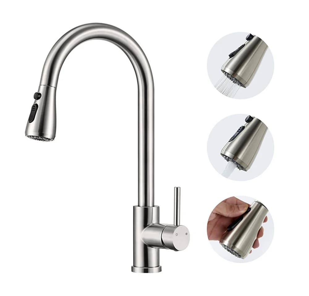 HOMELIVE Küchenarmatur 360° drehbar Edelstahl Hochdruck - Bild 2