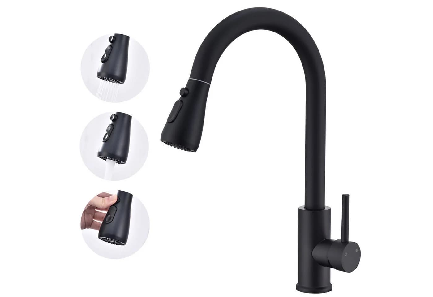 HOMELIVE Küchenarmatur 360° drehbar Schwarz Hochdruck - Bild 2