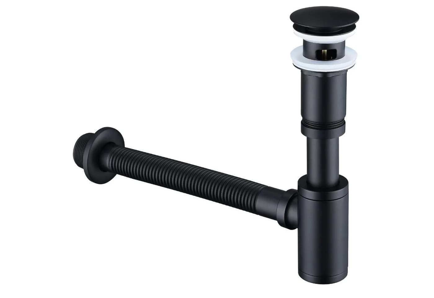 HOMELIVE Ablaufgarnitur Siphon Pop-Up Ablaufgarnitur mit Überlauf Universal Röhrensiphon Set Schwarz - Bild 2