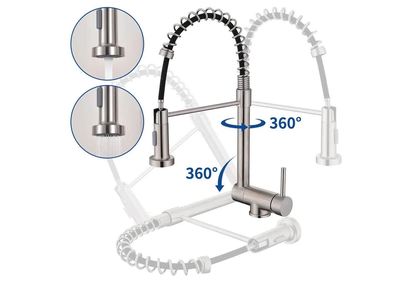 HOMELODY Küchenarmatur Vorfenster Wasserhahn 360° Drehbar, Klappbar 180° Edelstahl