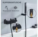 HOMELIVE Duscharmatur Wasserfall Wasserhahn Schwarz Matt Messing Bild 5