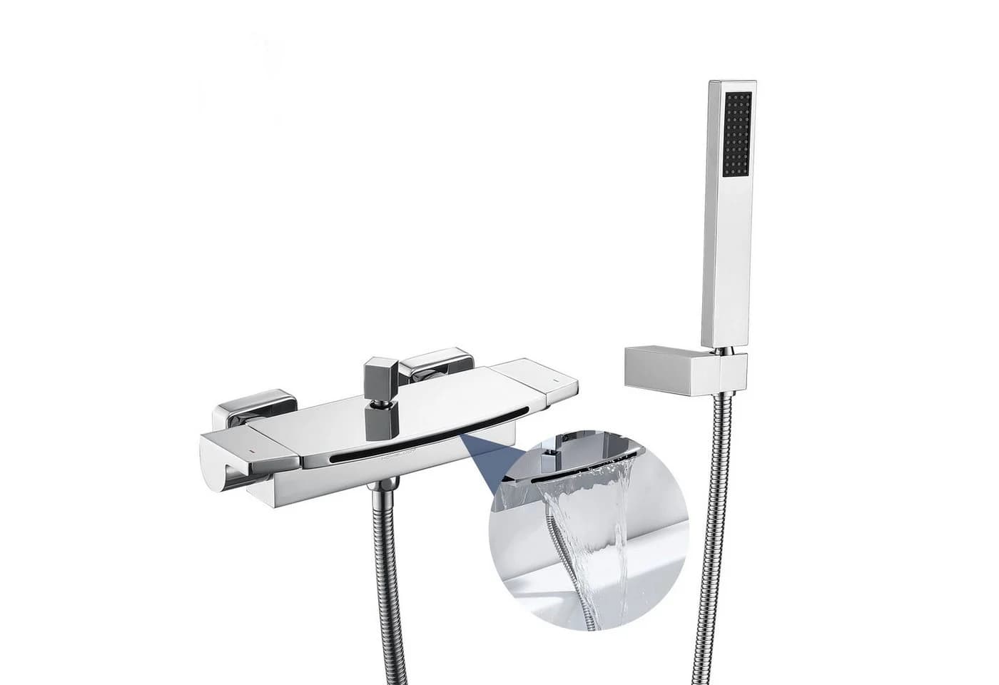 HOMELIVE Duscharmatur Wasserfall mit Handbrause Chrom Messing - Bild 2