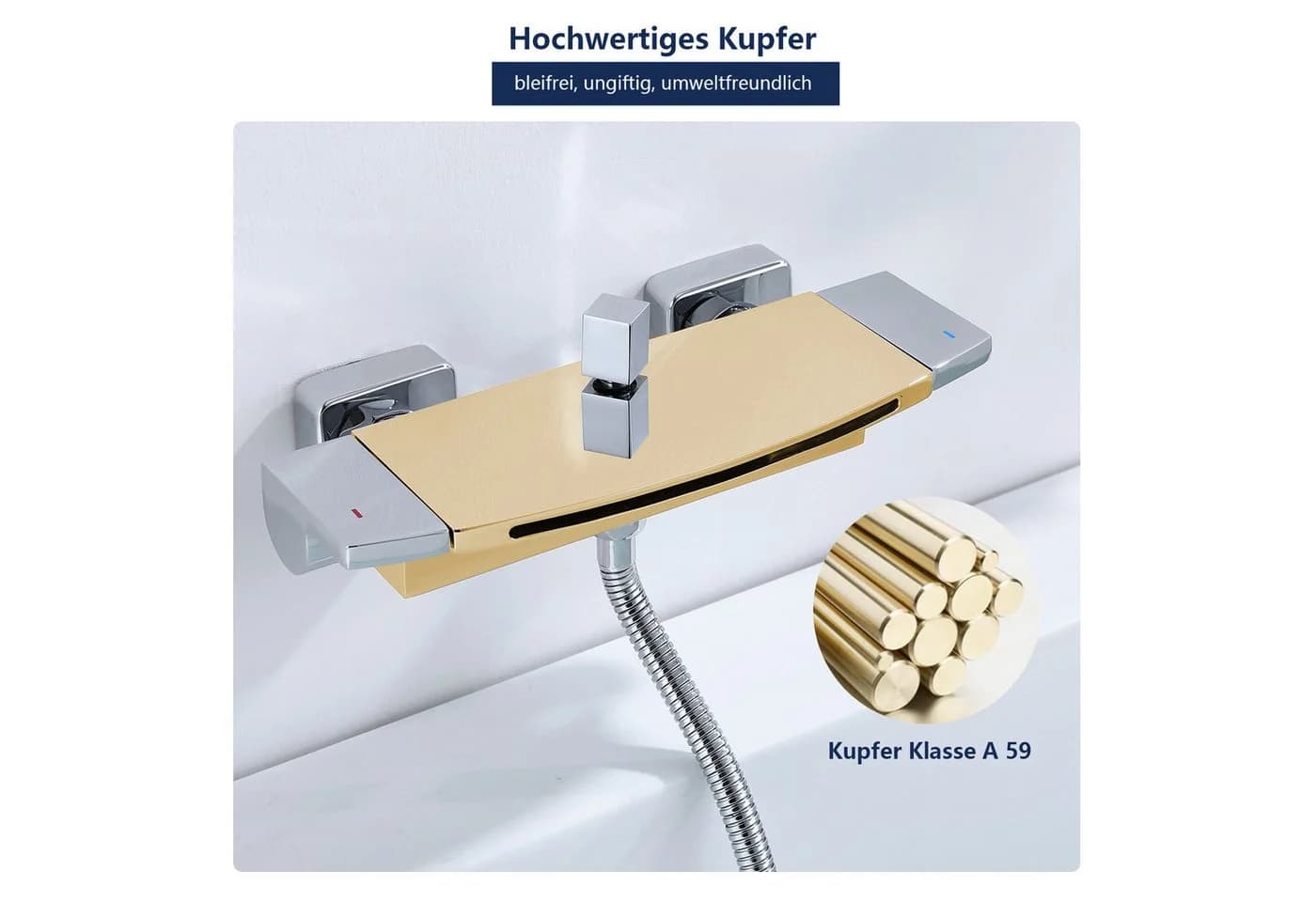 HOMELIVE Duscharmatur Wasserfall mit Handbrause Chrom Messing - Bild 3