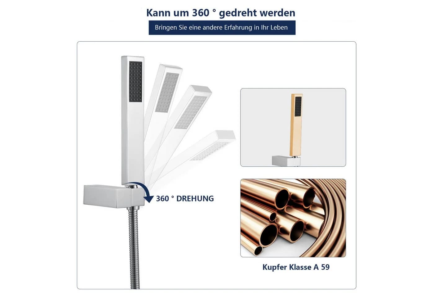 HOMELIVE Duscharmatur Wasserfall mit Handbrause Chrom Messing - Bild 4