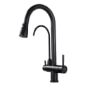 HOMELIVE Küchenarmatur 3 Wege Wasserhahn Küche Trinkwasserhahn Ausziehbar Schwarz Bild 2