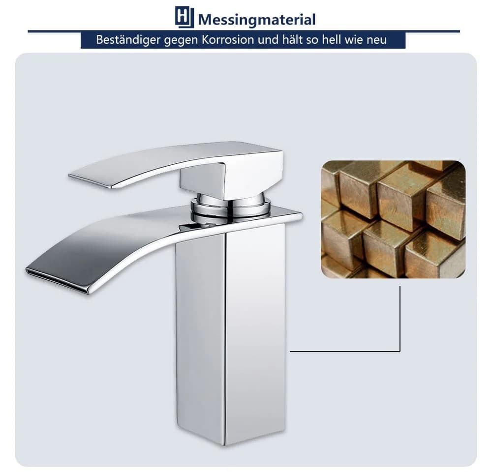 HOMELODY Wasserfall Badarmatur Chrom Edelstahl