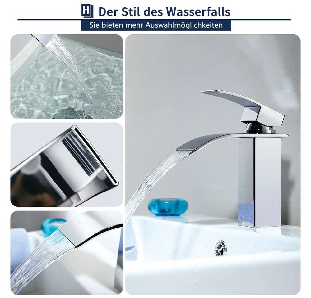 HOMELODY Wasserfall Badarmatur Chrom Edelstahl - Bild 4