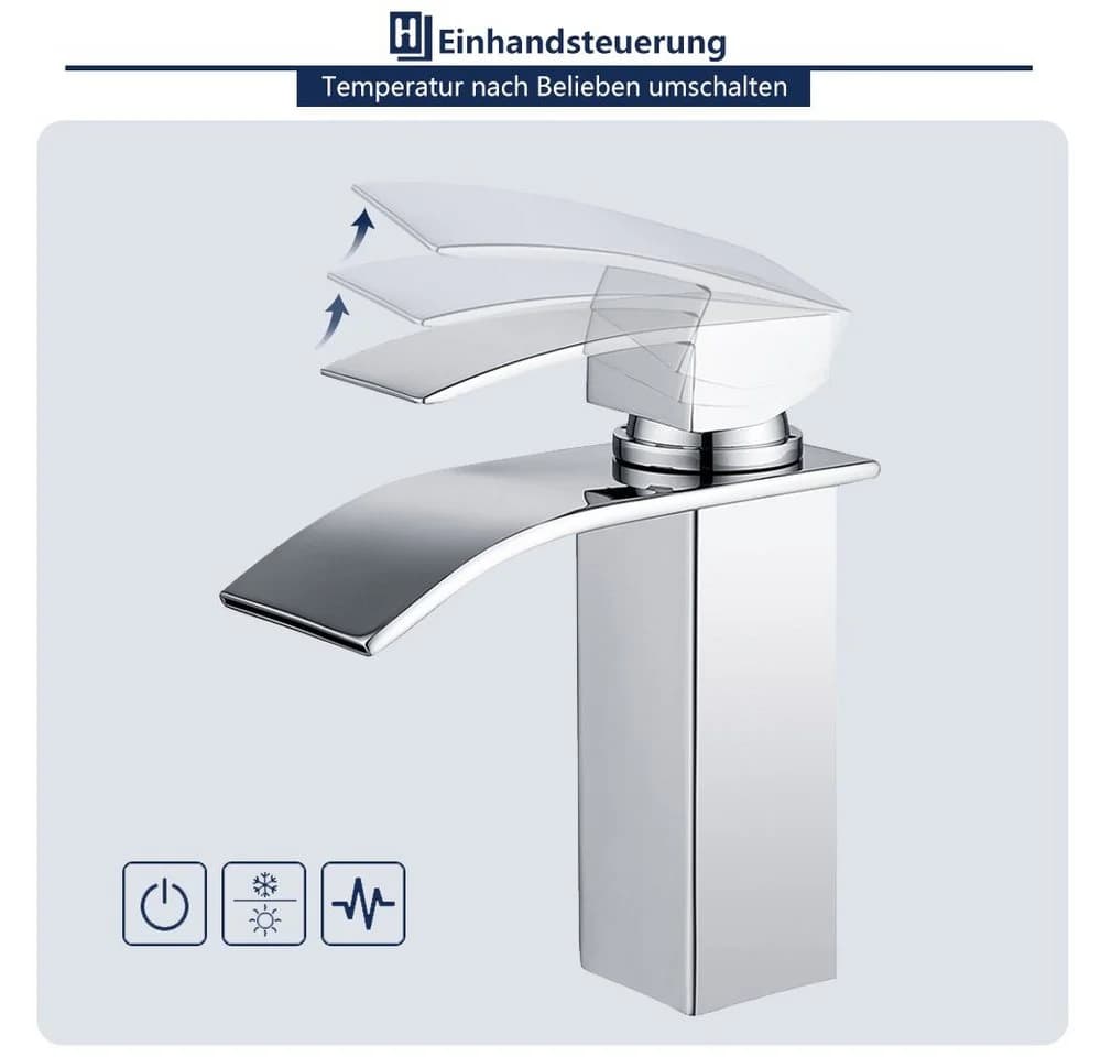 HOMELODY Wasserfall Badarmatur Chrom Edelstahl - Bild 5