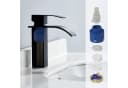 HOMELODY Wasserfall Badarmatur Schwarz Edelstahl Einhand Waschtischbatterie Bild 1