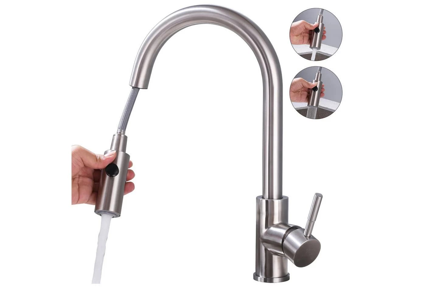 HOMELODY Küchenarmatur 360° Drehbar Edelstahl Hochdruck Ausziehbar - Bild 2