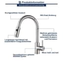 HOMELODY Küchenarmatur 360° Drehbar Edelstahl Hochdruck Ausziehbar Bild 4