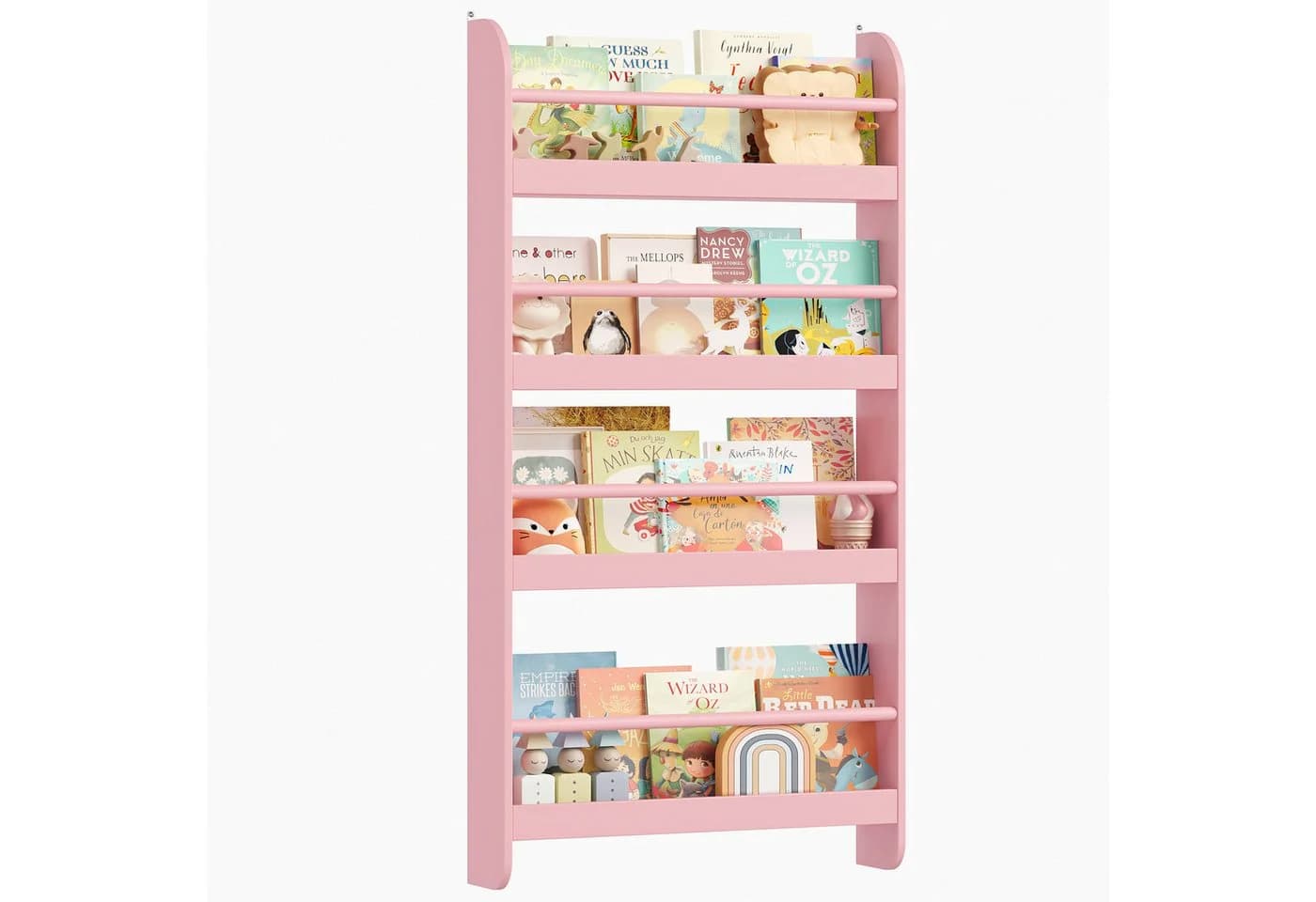 Homfa Kinderbücherregal Wandregal 4 Ablagen MDF 111x58x12 cm Rosa - Bild 2