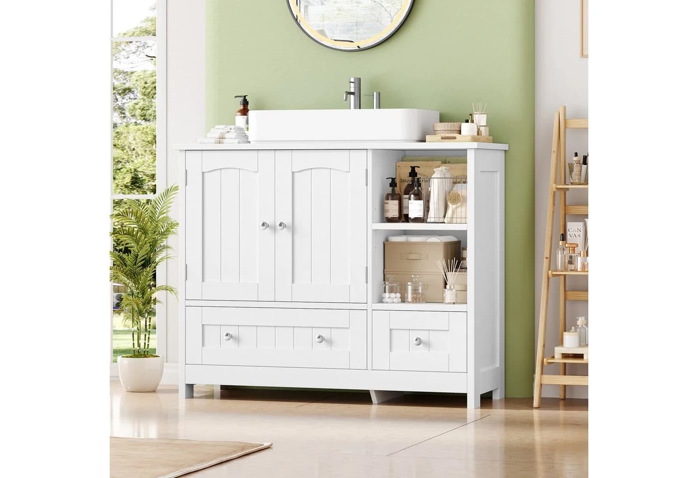 Homfa Waschbeckenunterschrank 80 cm Weiß
